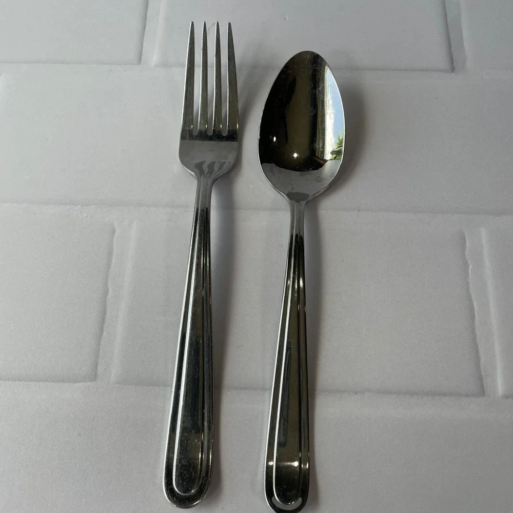 Wallace WAS255 Stainless Steel Flatware 2 Piece Set Dinner Fork and Spoon 18/0